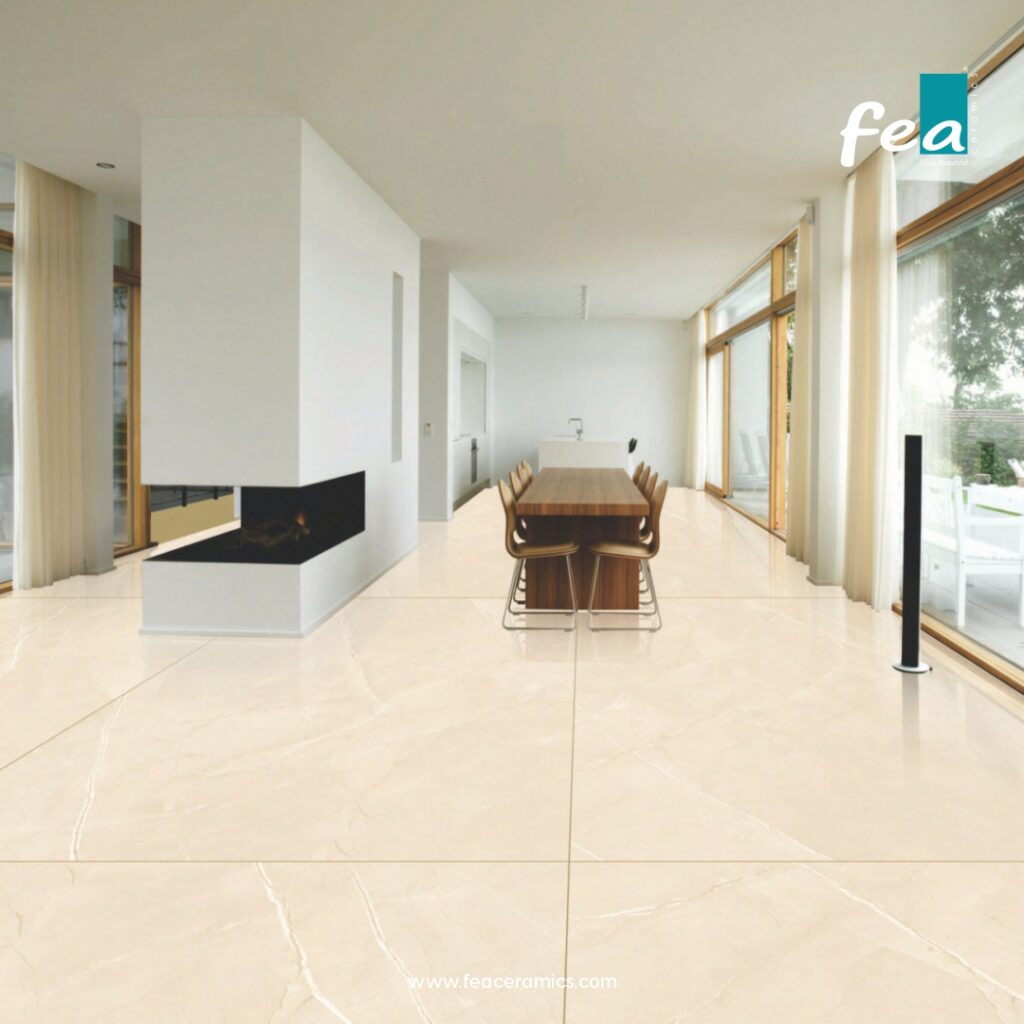 Luxury slab porcelain tiles by FEA Ceramics with modern marble-inspired designs.