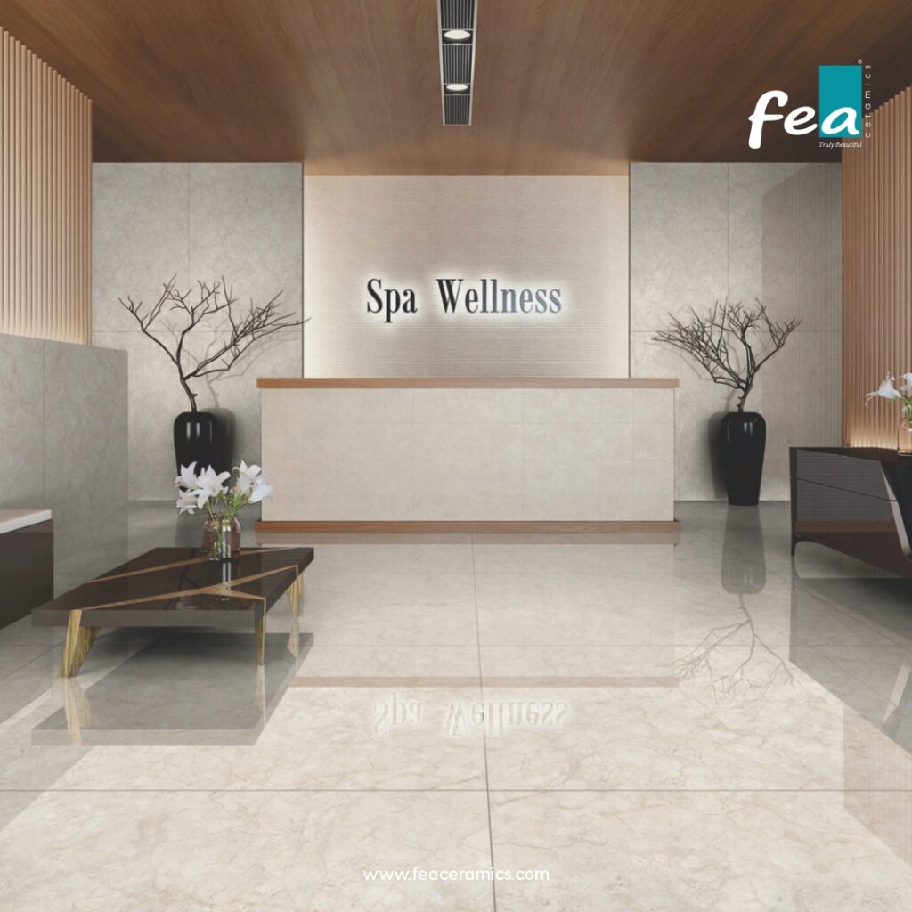 Modern large slab porcelain tiles – elegant designs from FEA Ceramics.