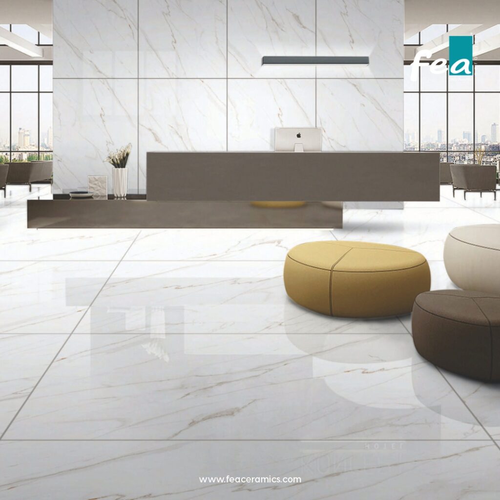 Minimalist slab porcelain tiles from FEA Ceramics for modern living spaces.
