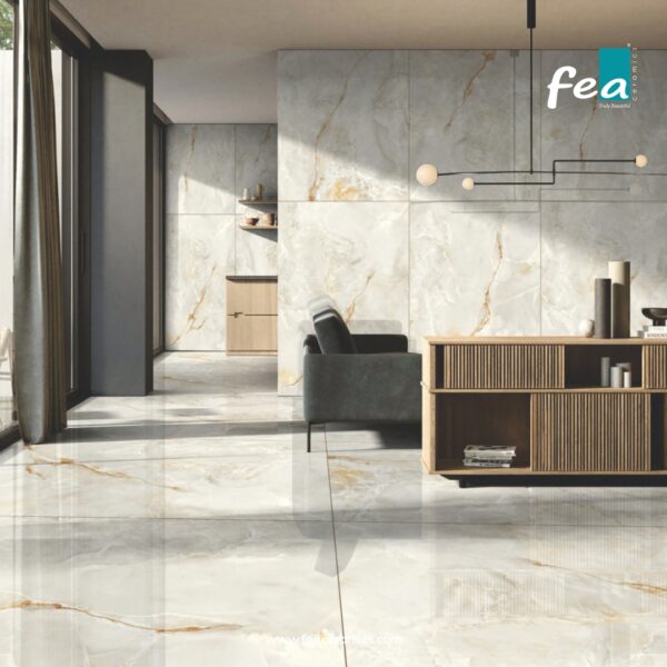 Luxury slab porcelain tile collection by FEA Ceramics with elegant finishes.