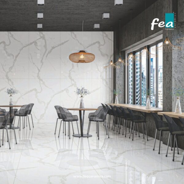 Luxury slab porcelain tile collection by FEA Ceramics with elegant finishes.