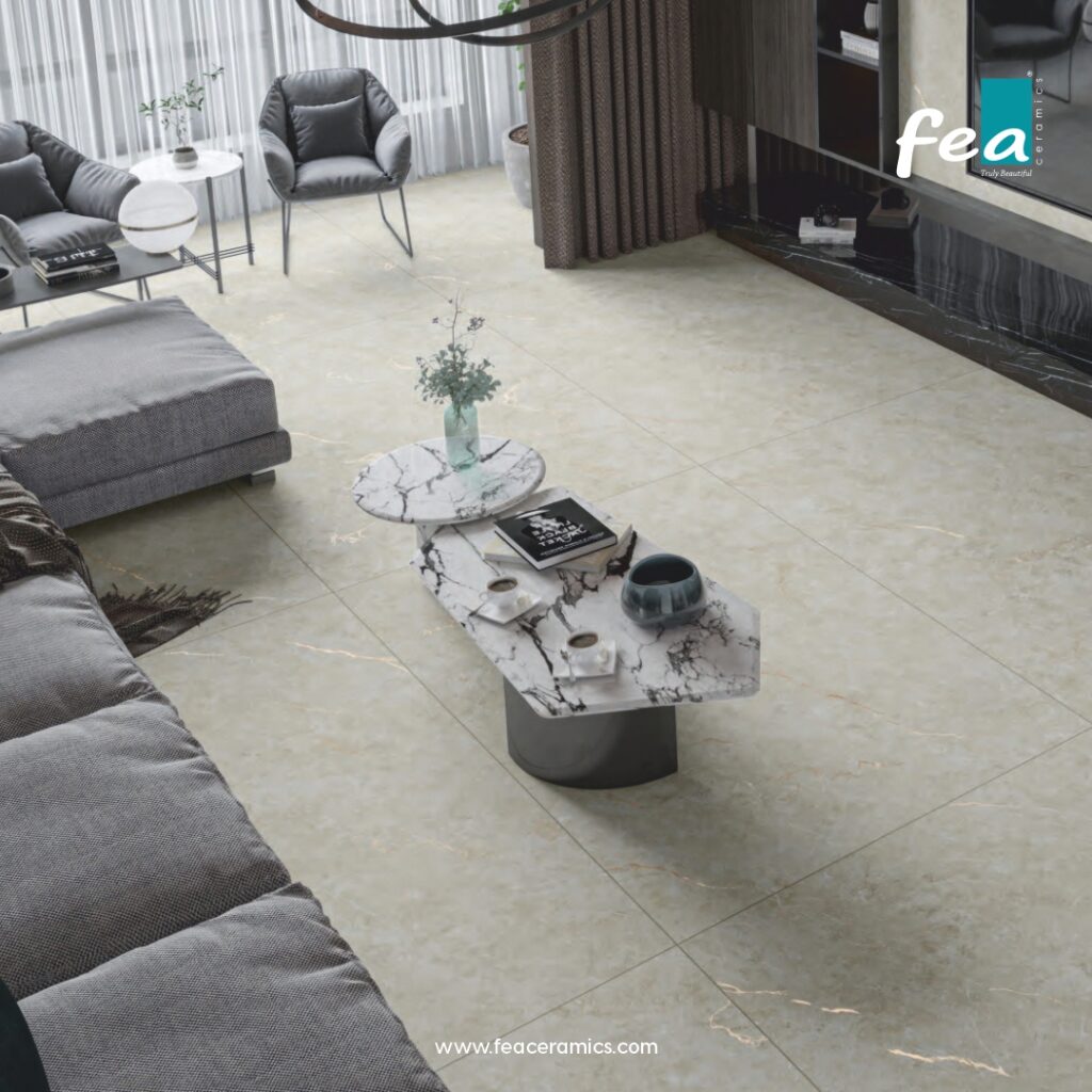 High-quality slab porcelain tiles by FEA Ceramics for seamless interiors.