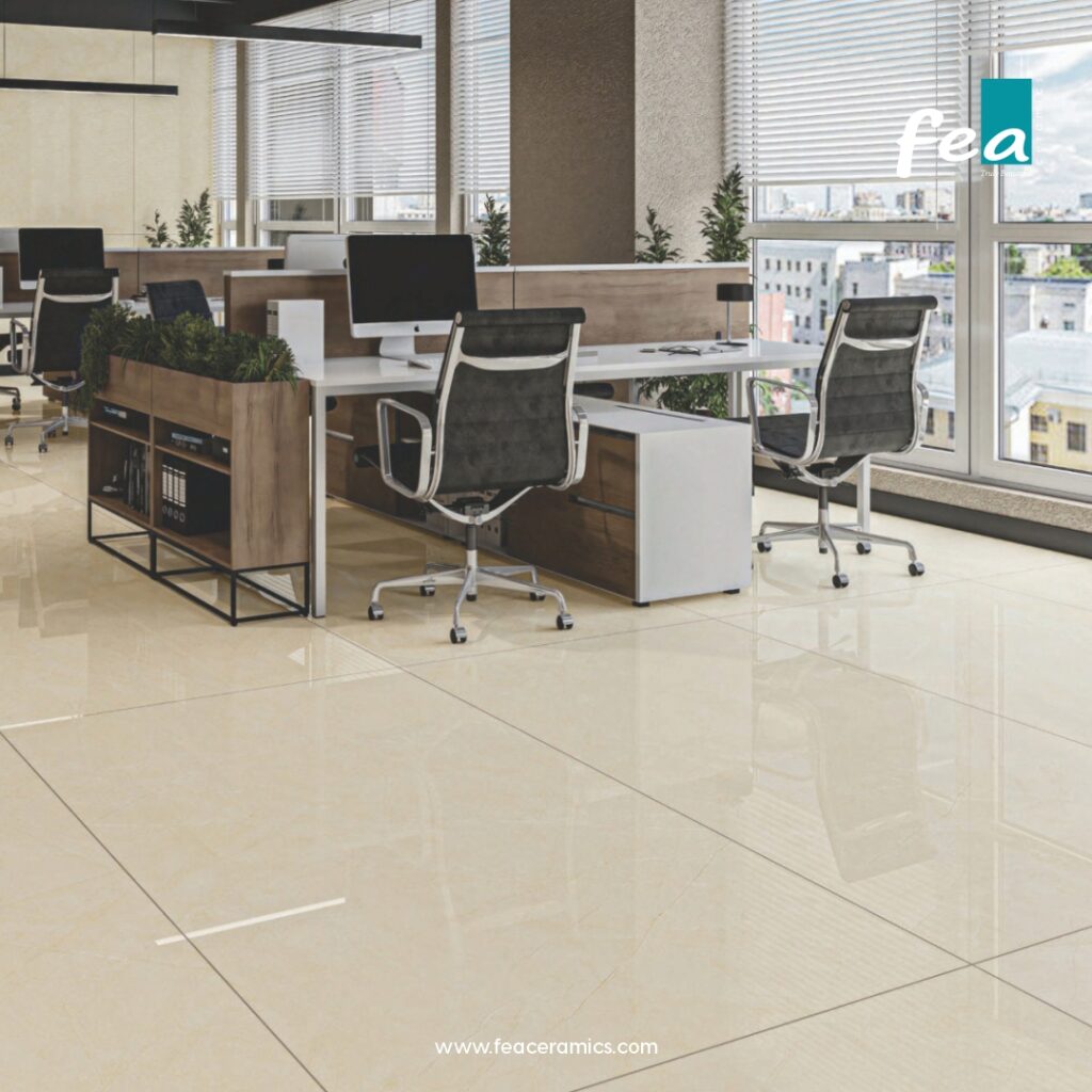 Luxury slab porcelain tiles by FEA Ceramics with modern marble-inspired designs.