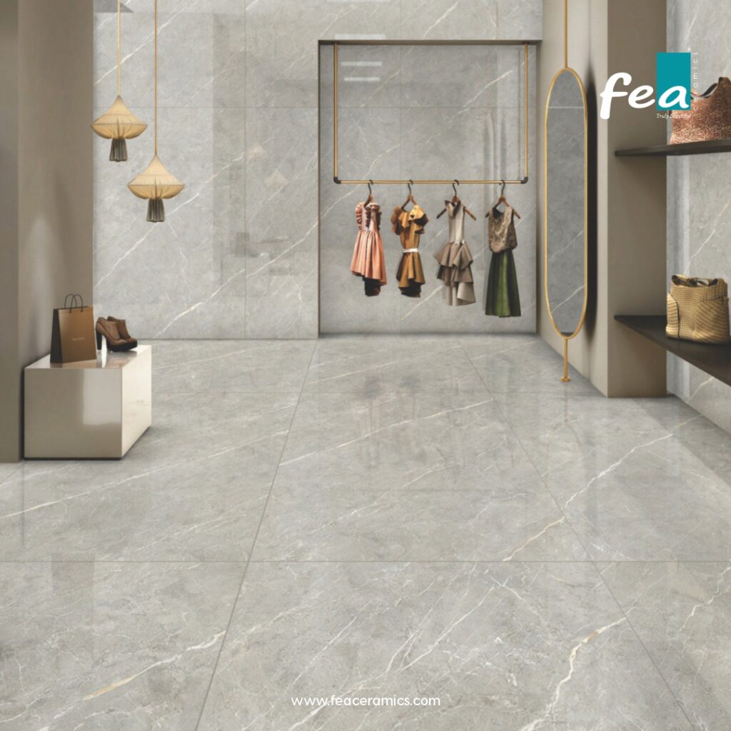 Large porcelain slab tiles by FEA Ceramics for seamless and luxurious interiors.