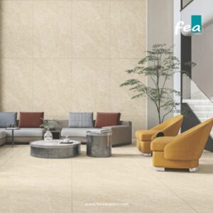 Minimalist slab porcelain tiles from FEA Ceramics for modern living spaces.