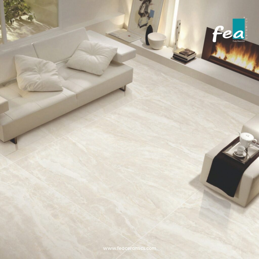 Luxury slab porcelain tiles by FEA Ceramics with modern marble-inspired designs.