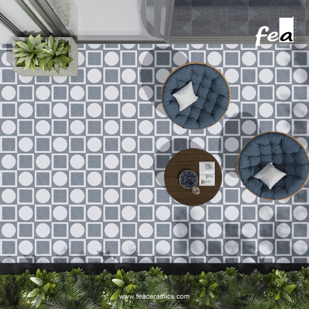 Concrete look parking floor tiles for residential driveway