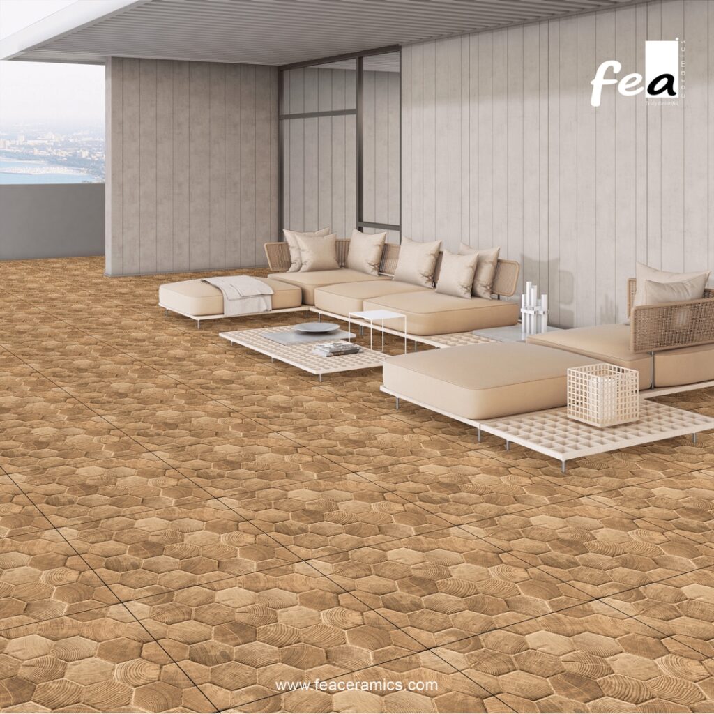 Exterior car parking tiles with durable surface