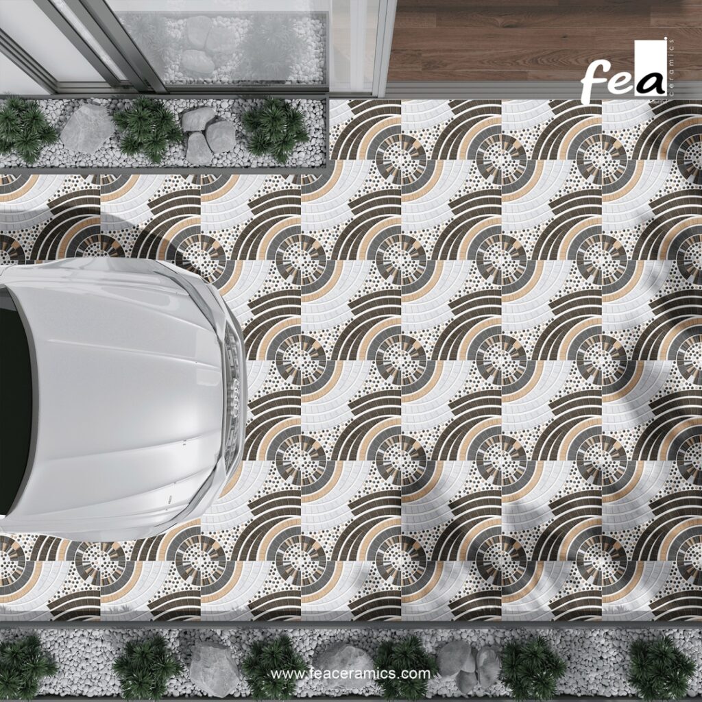 Slip resistant outdoor parking tiles for safe driving