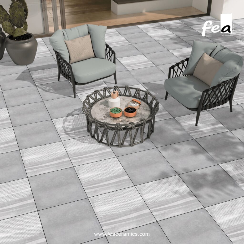 Exterior car parking tiles with durable surface