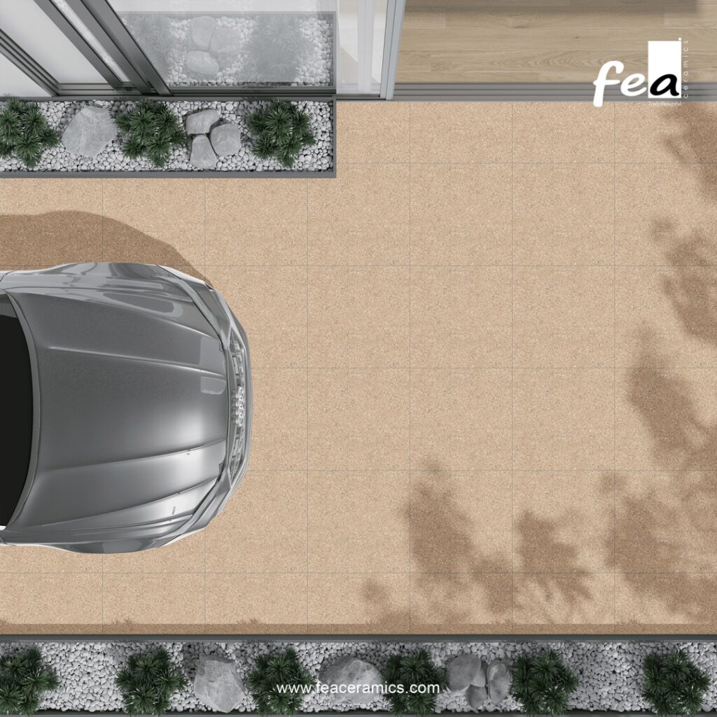 Outdoor tiles suitable for heavy vehicle parking