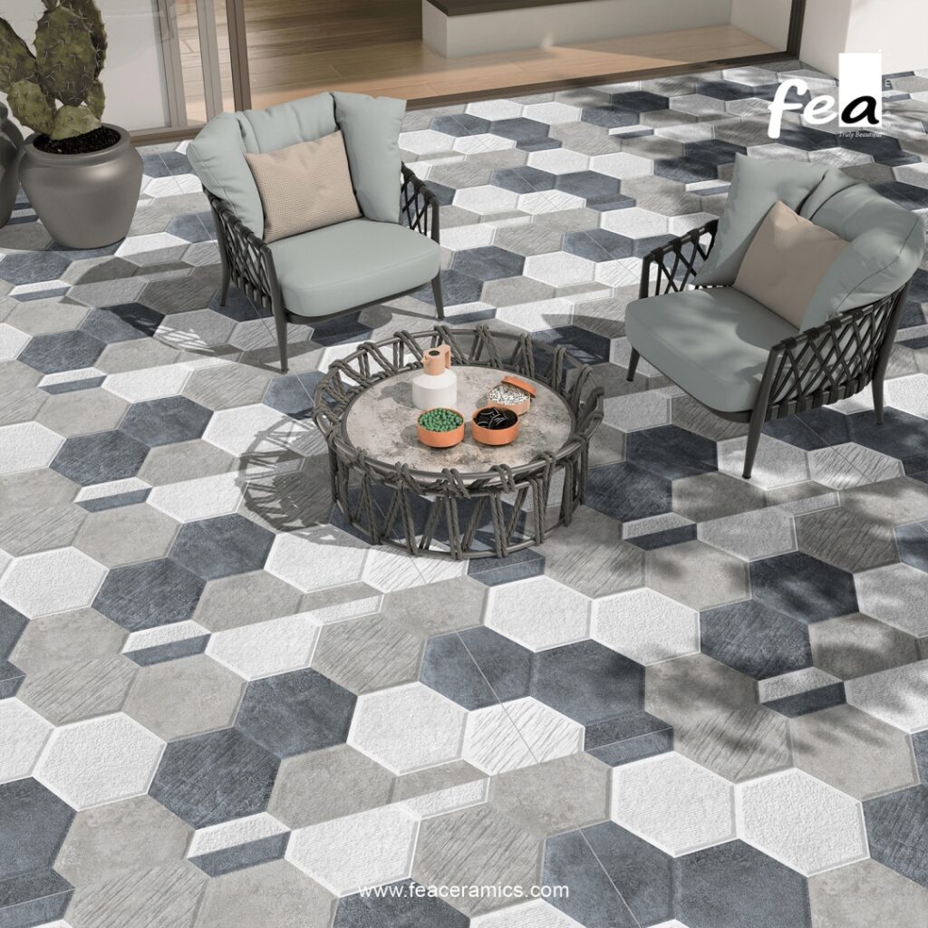 Heavy-duty outdoor parking tiles with anti-skid surface finish.