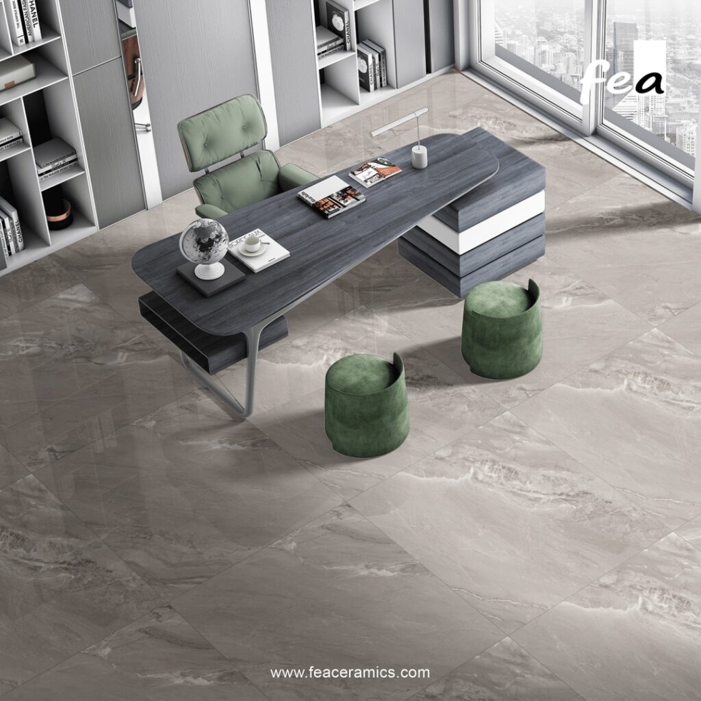 Premium marble look porcelain slab surface by Fea Ceramics