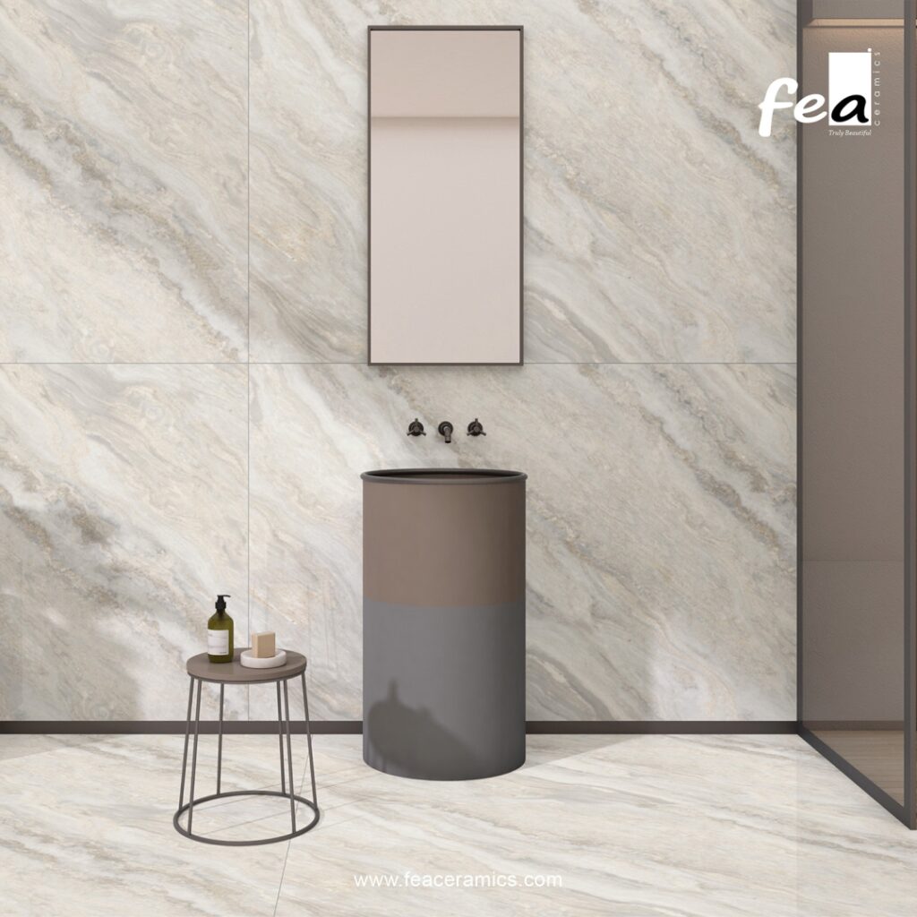 Seamless wall cladding with Fea Ceramics porcelain slab tiles