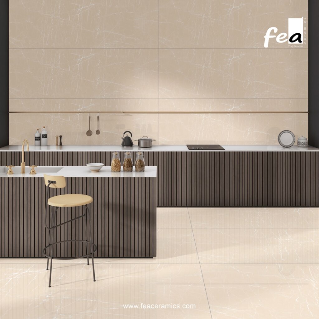 Seamless wall cladding with Fea Ceramics porcelain slab tiles