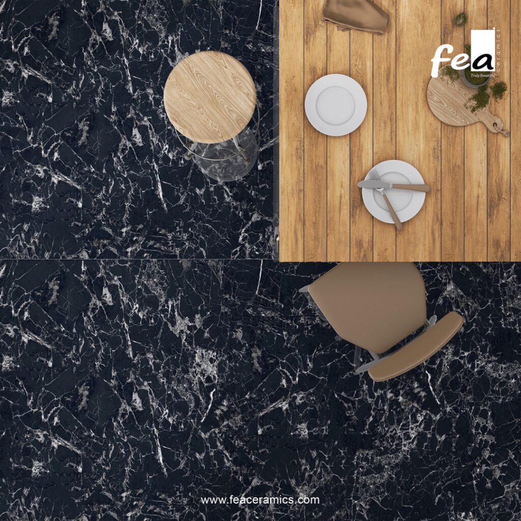 Modern office flooring with large porcelain slab