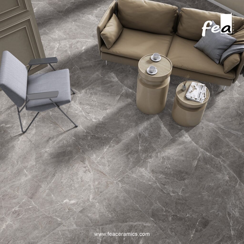 Porcelain slab tiles for high traffic flooring