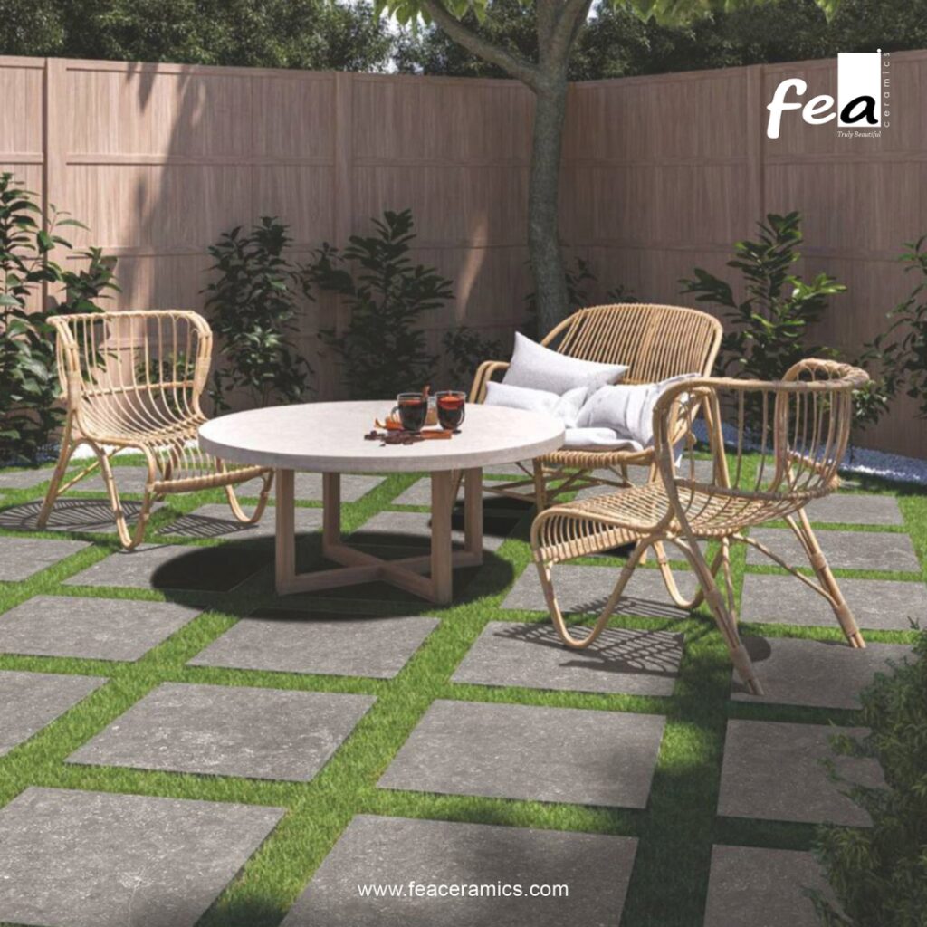 Concrete look parking floor tiles for residential driveway