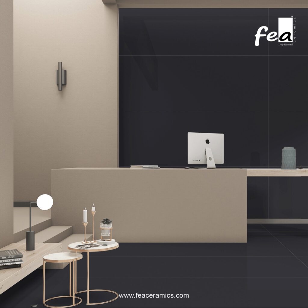 Durable porcelain slab surface with natural stone effect