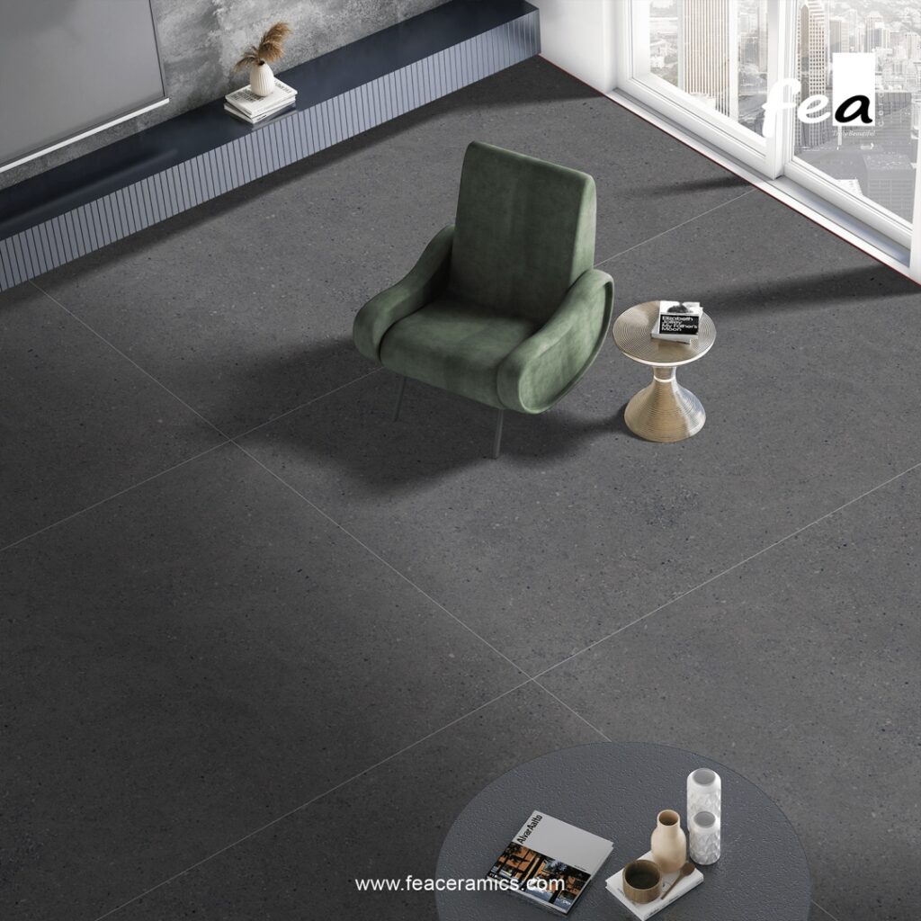 Scratch resistant porcelain slab surface