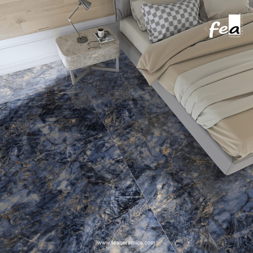 Porcelain slab tiles for high traffic flooring