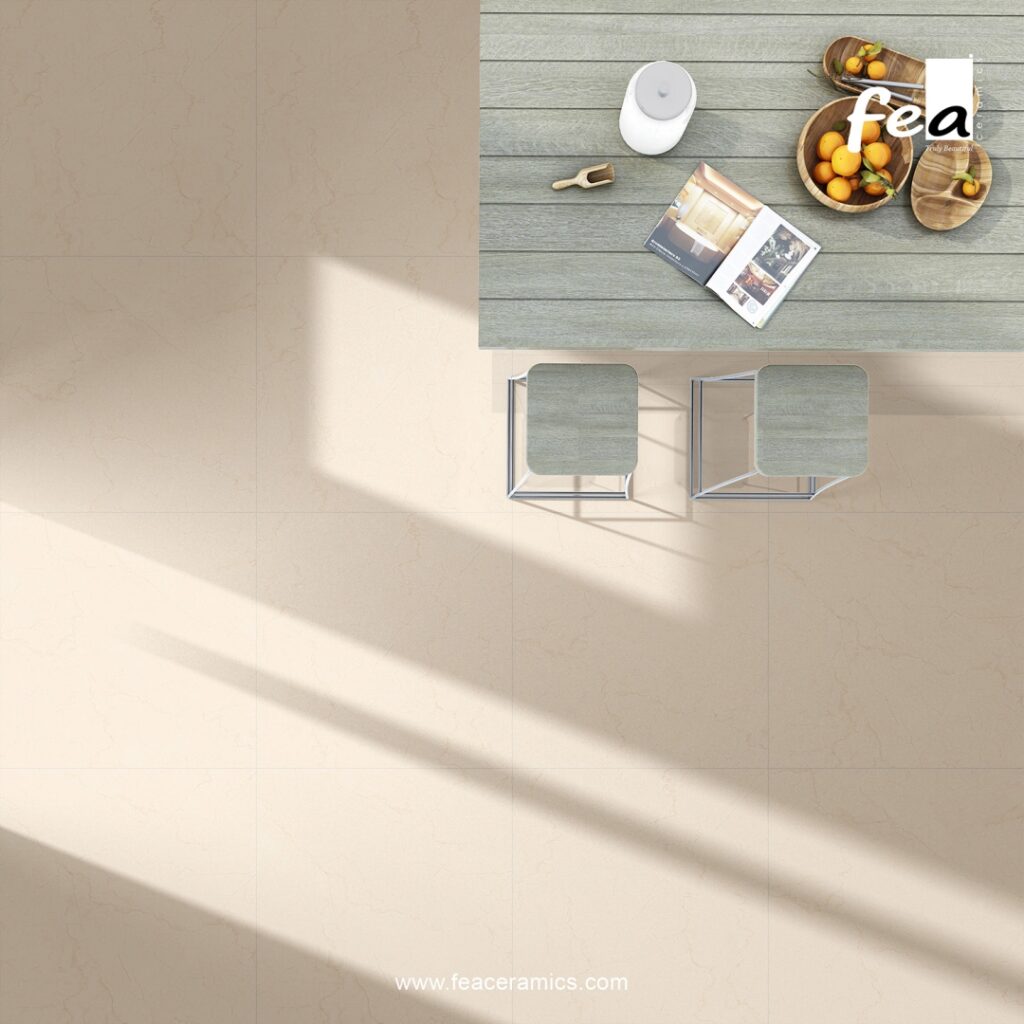 Modern office flooring with large porcelain slab