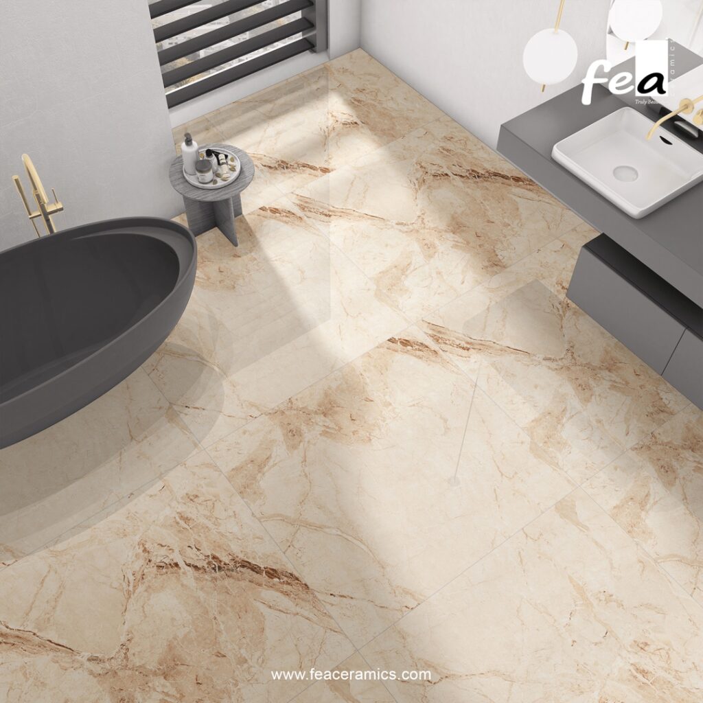 Modern office flooring with large porcelain slab