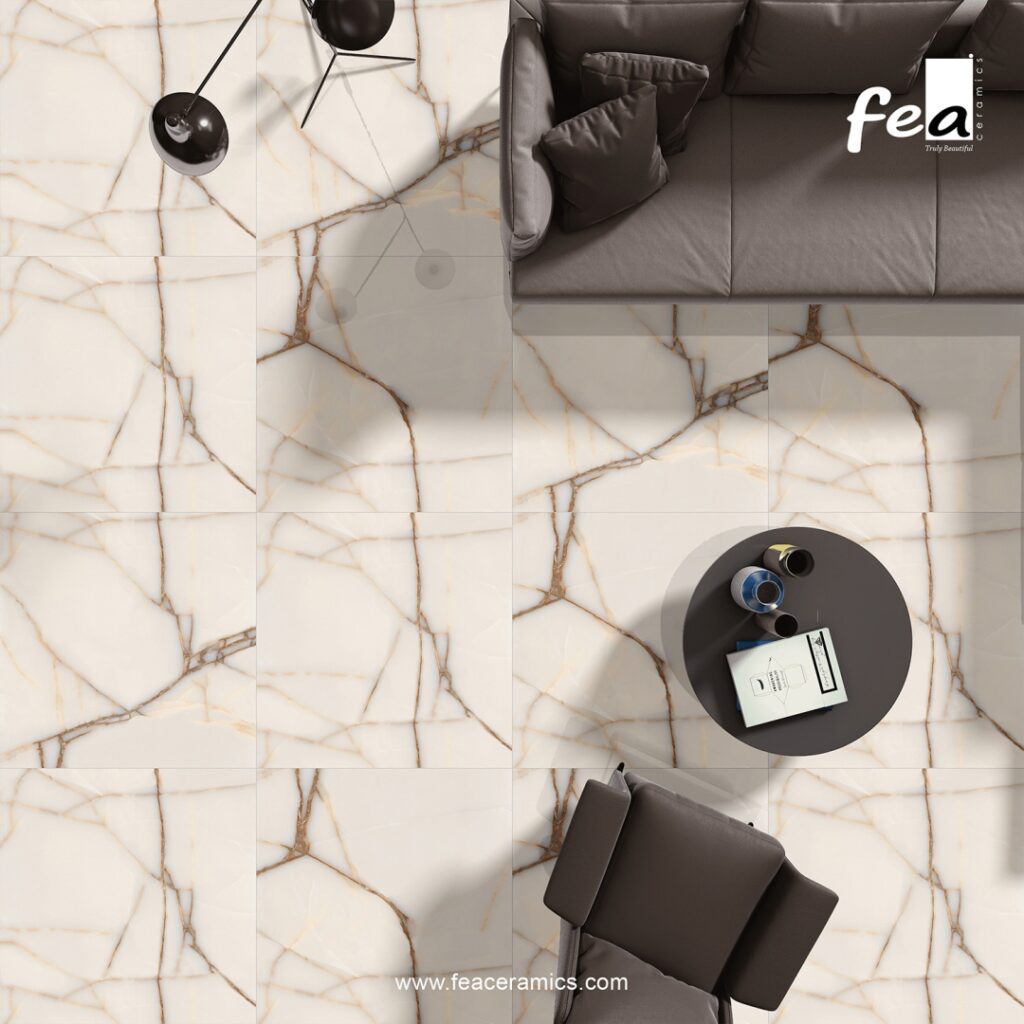 Porcelain slab tiles for high traffic flooring
