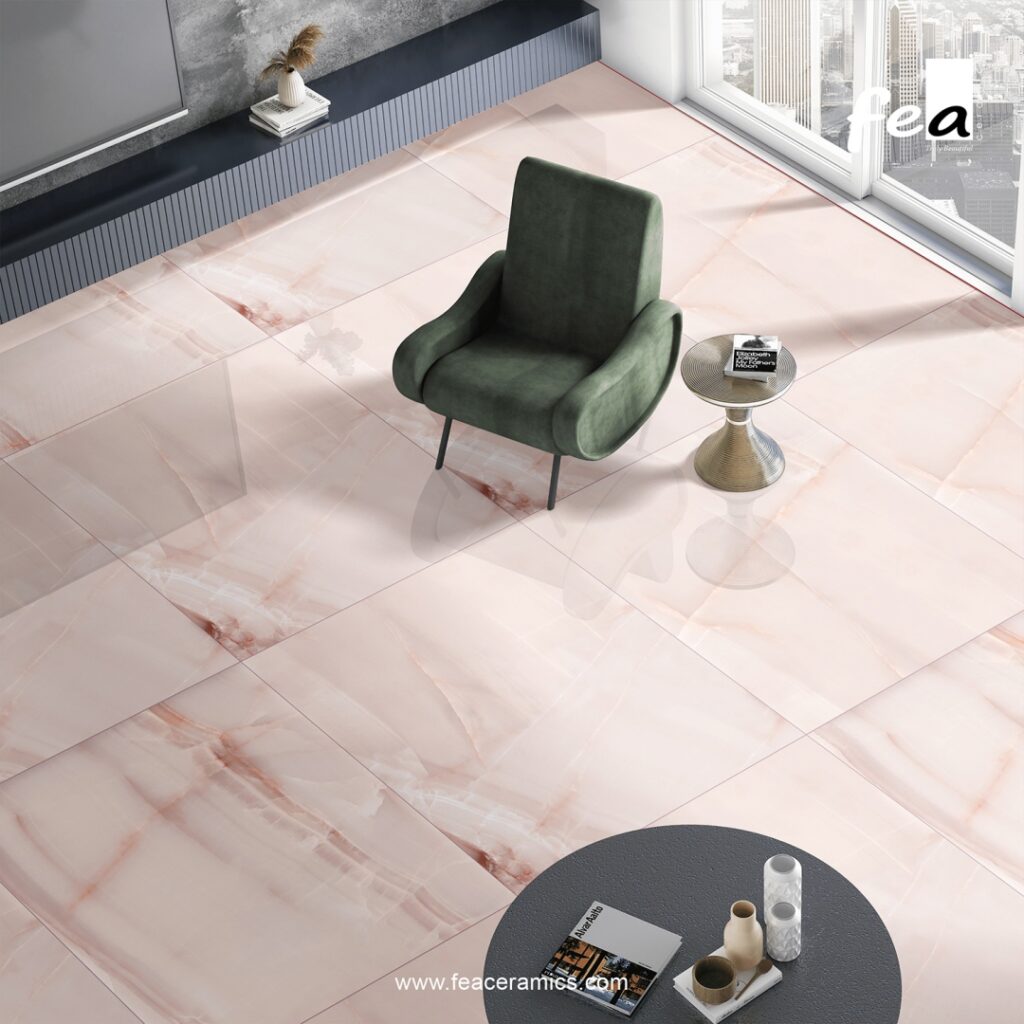 Large porcelain slab tile for hotel lobby flooring