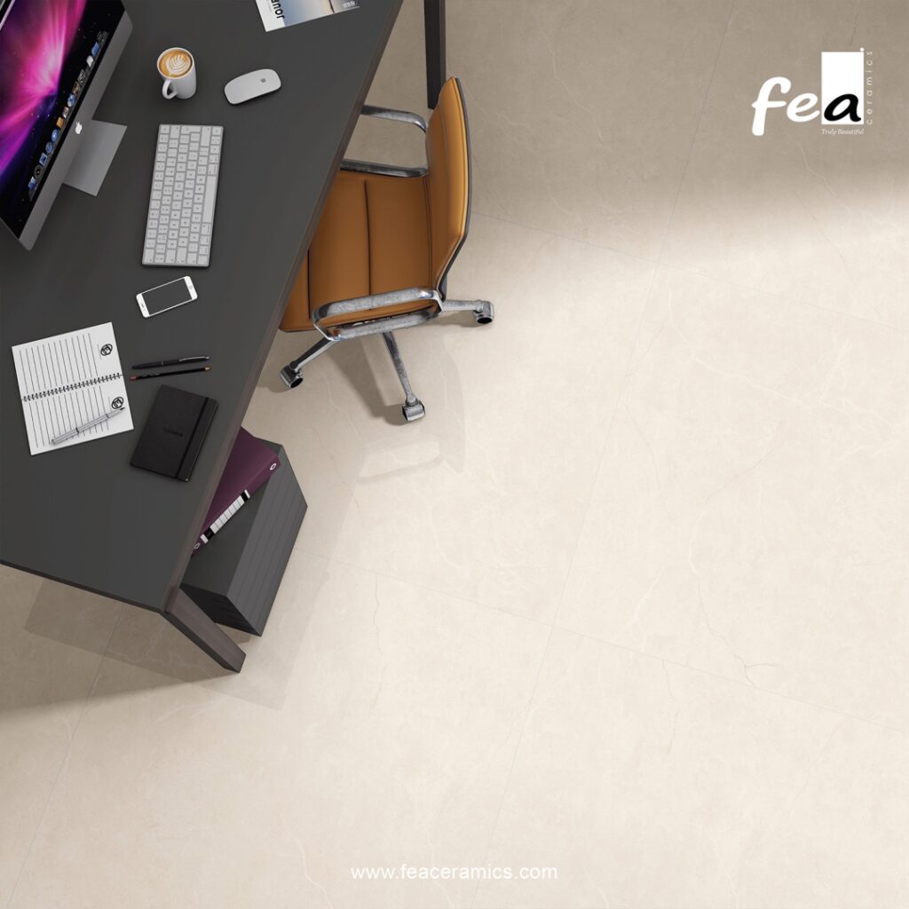 Polished finish porcelain slab tile by Fea Ceramics