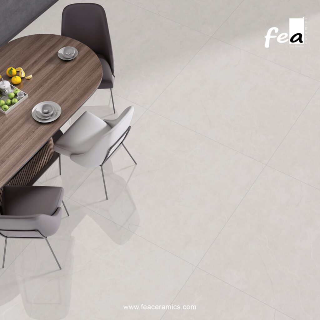 Modern office flooring with large porcelain slab