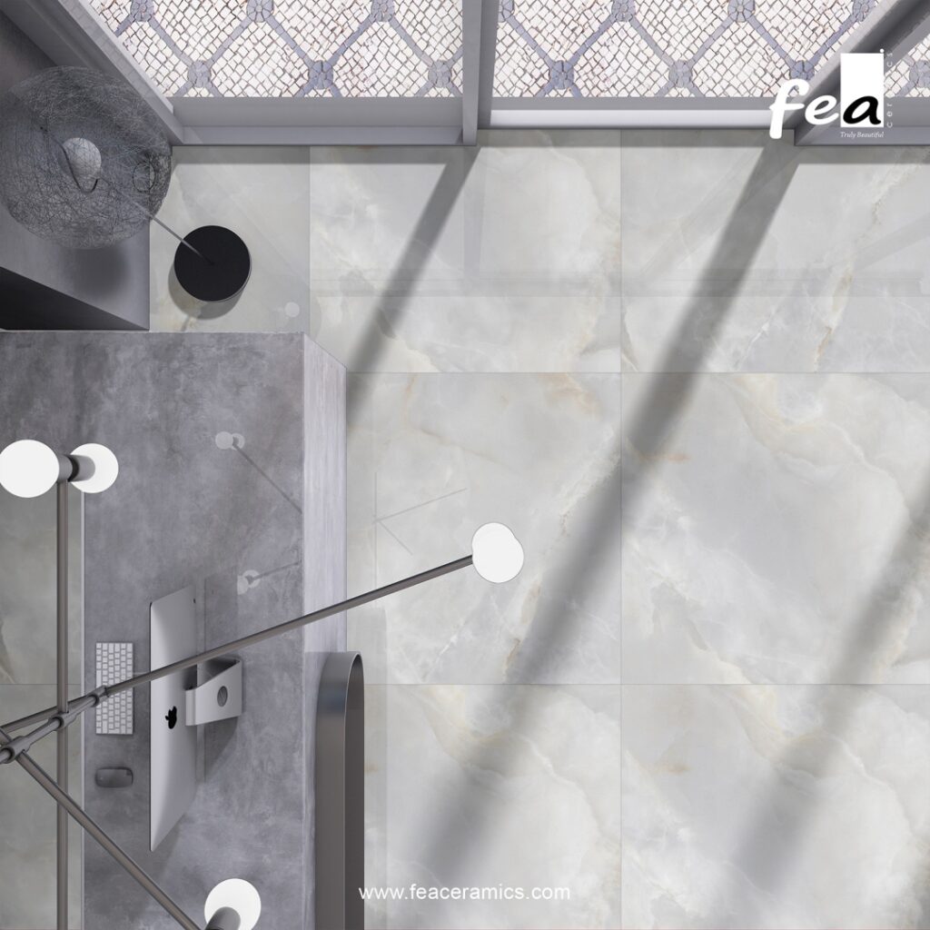 Large porcelain slab tile for hotel lobby flooring