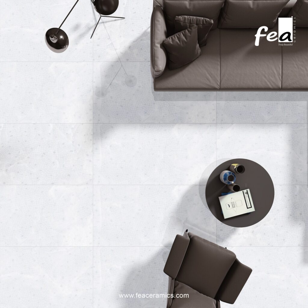 Elegant porcelain slab tile for commercial space