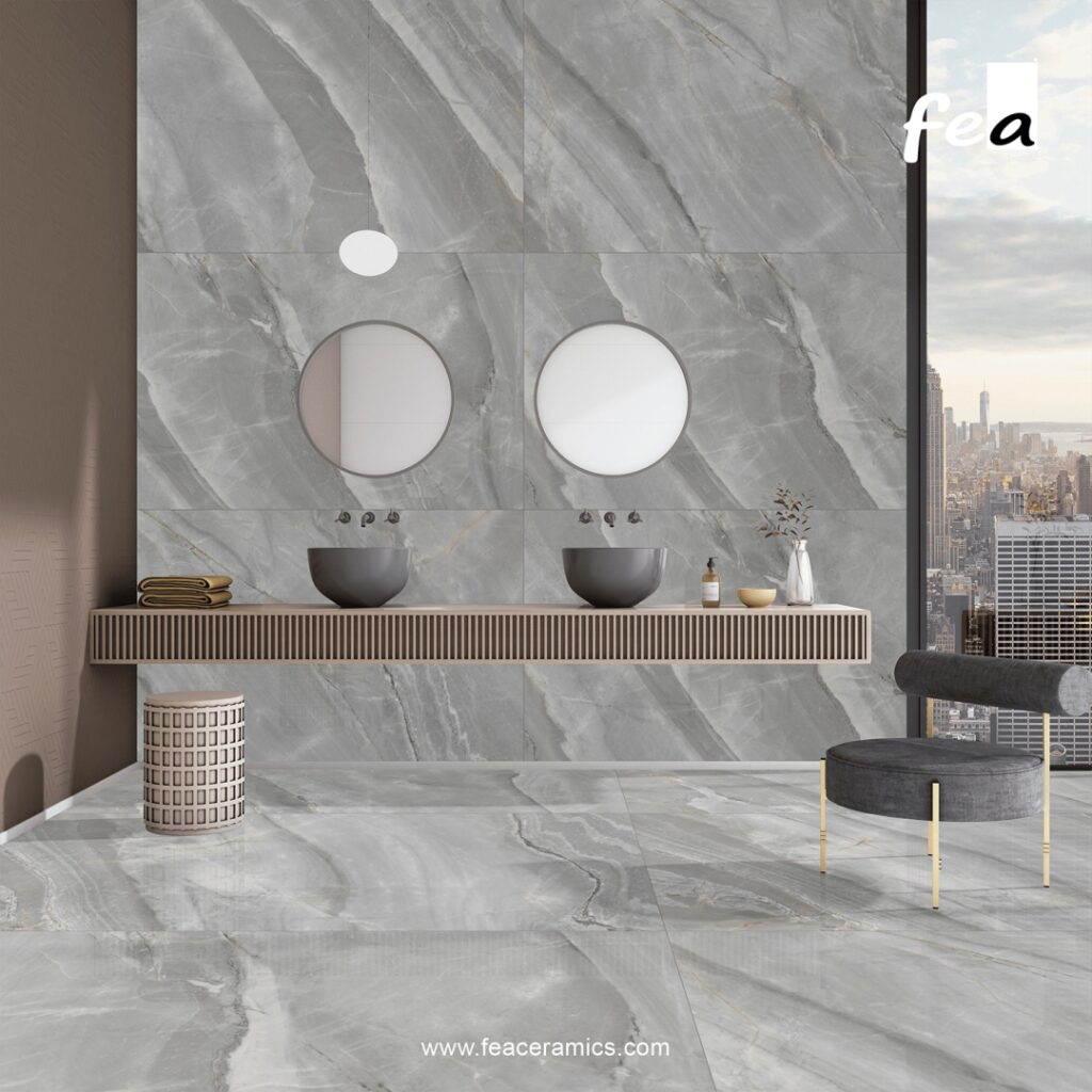 Large porcelain slab tile for hotel lobby flooring