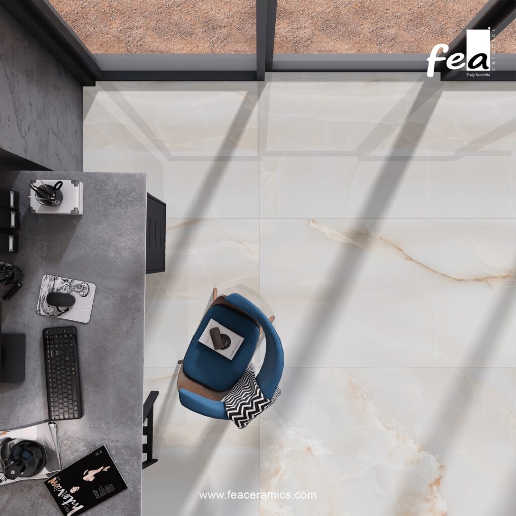 Matte finish porcelain slab tile by Fea Ceramics