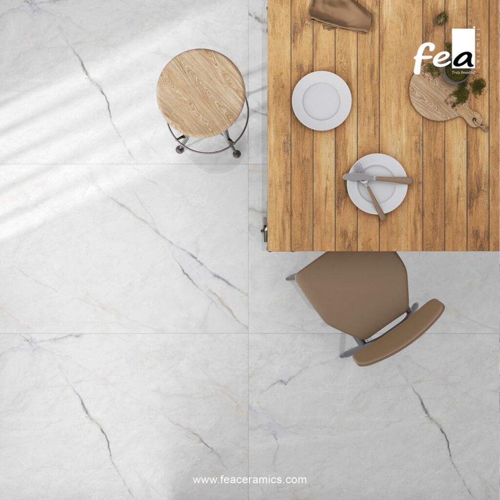 Porcelain slab tiles for high traffic flooring