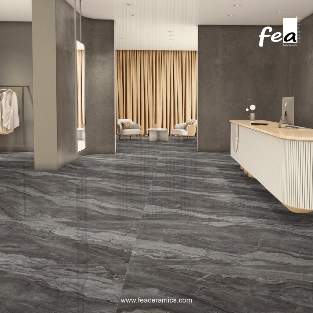Luxury interior design with Fea Ceramics slab tiles