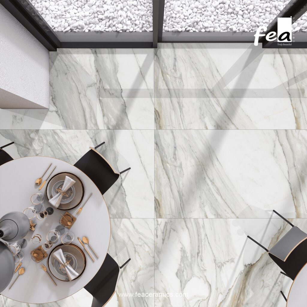 Large porcelain slab tile for hotel lobby flooring