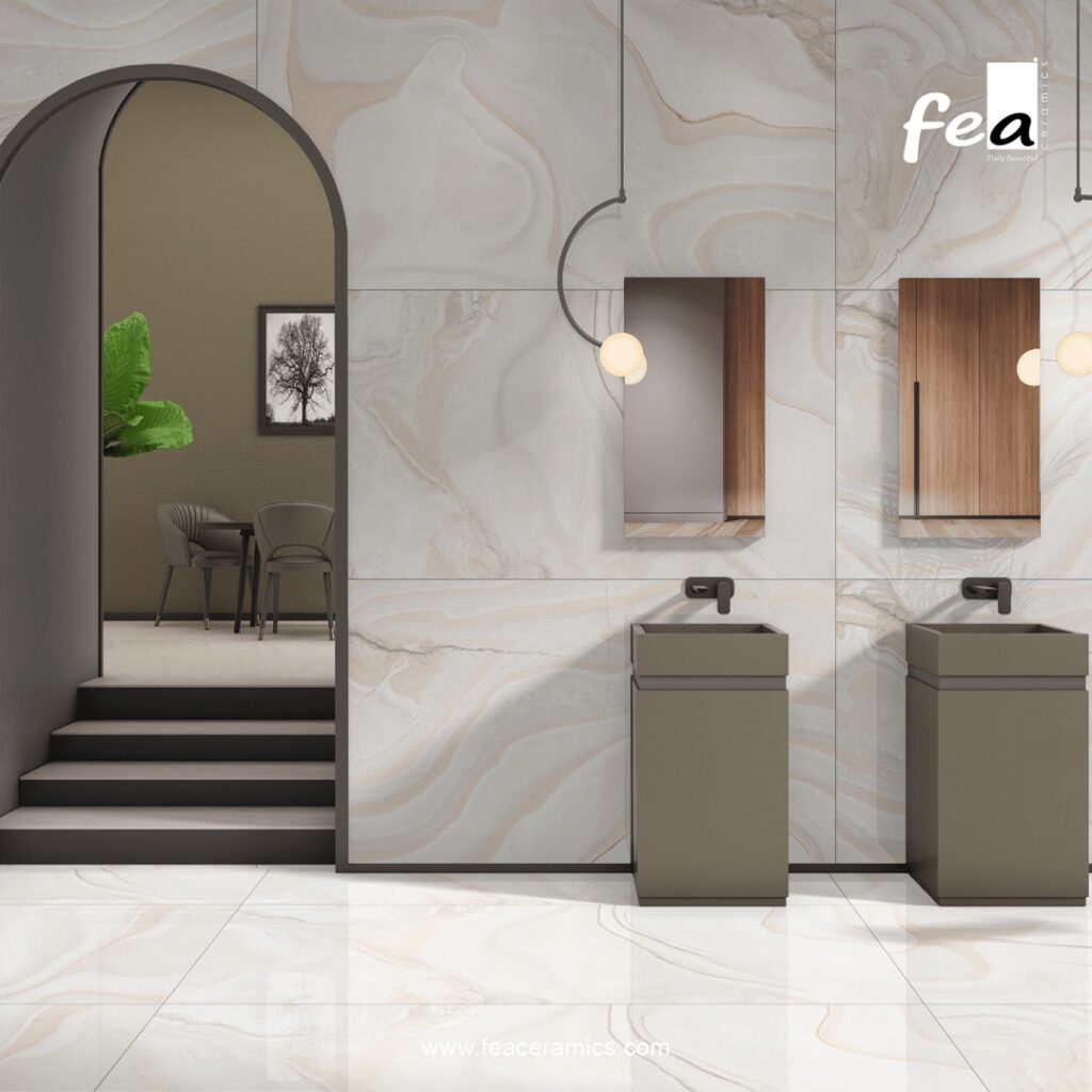 Matte finish porcelain slab tile by Fea Ceramics