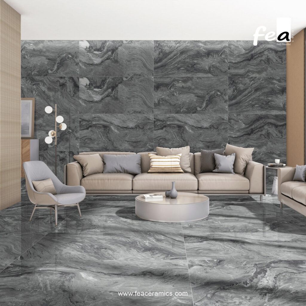 Scratch resistant porcelain slab surface