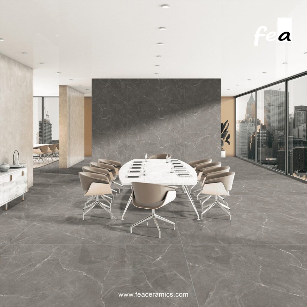 Matte finish porcelain slab tile by Fea Ceramics