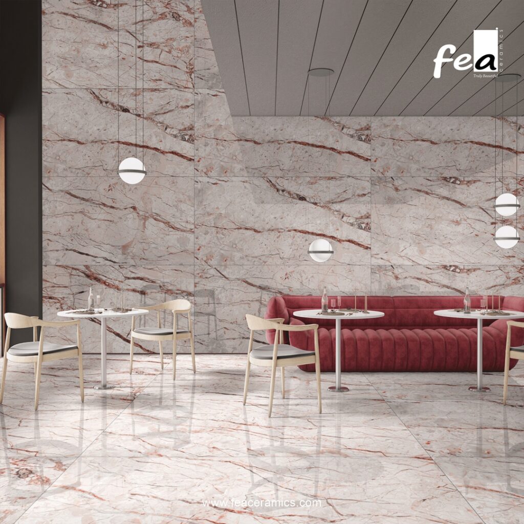 Seamless wall cladding with Fea Ceramics porcelain slab tiles