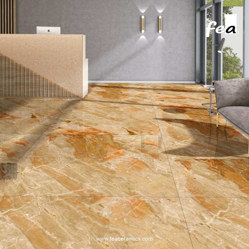 High Glossy finish porcelain slab tile by Fea Ceramics