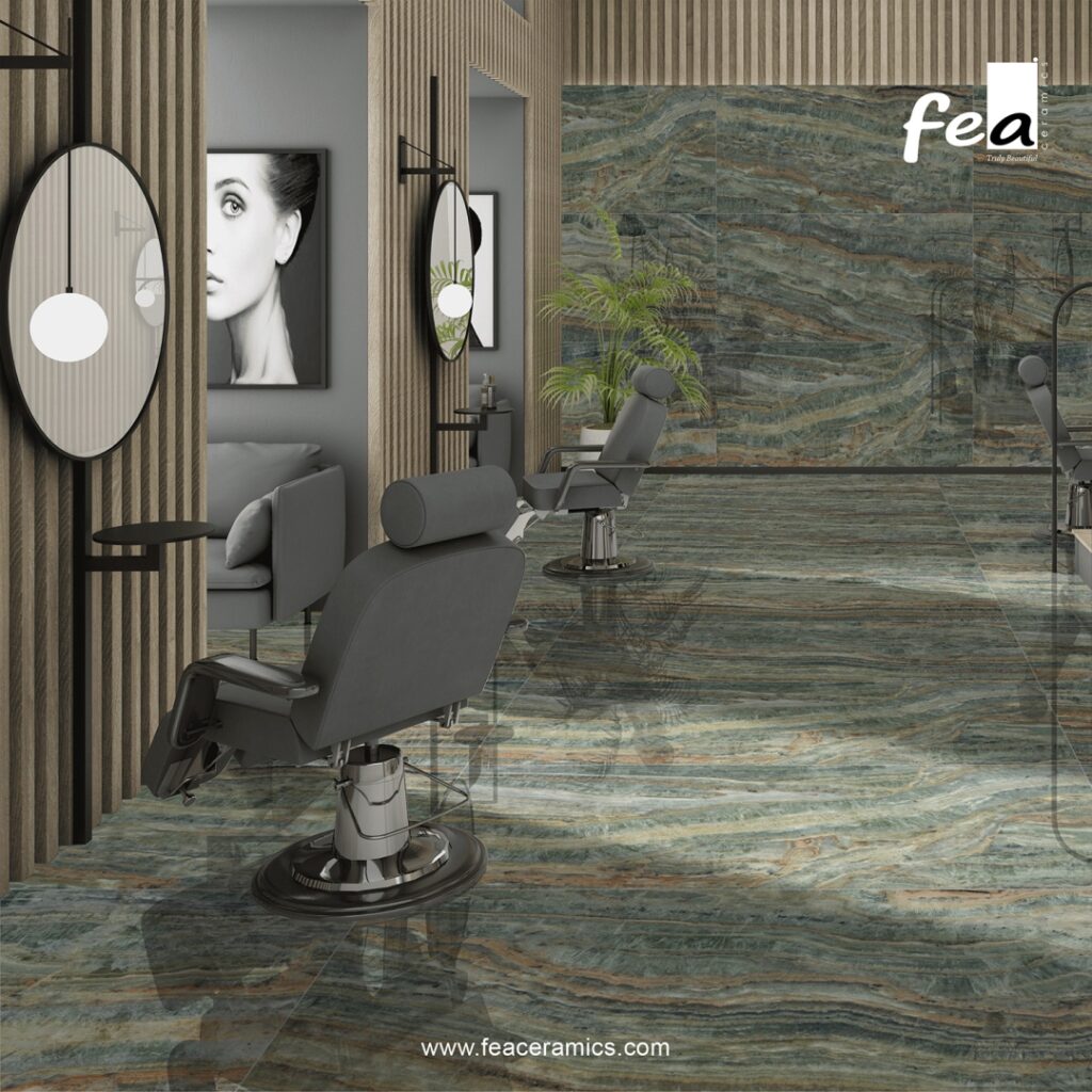 Luxury interior design with Fea Ceramics slab tiles