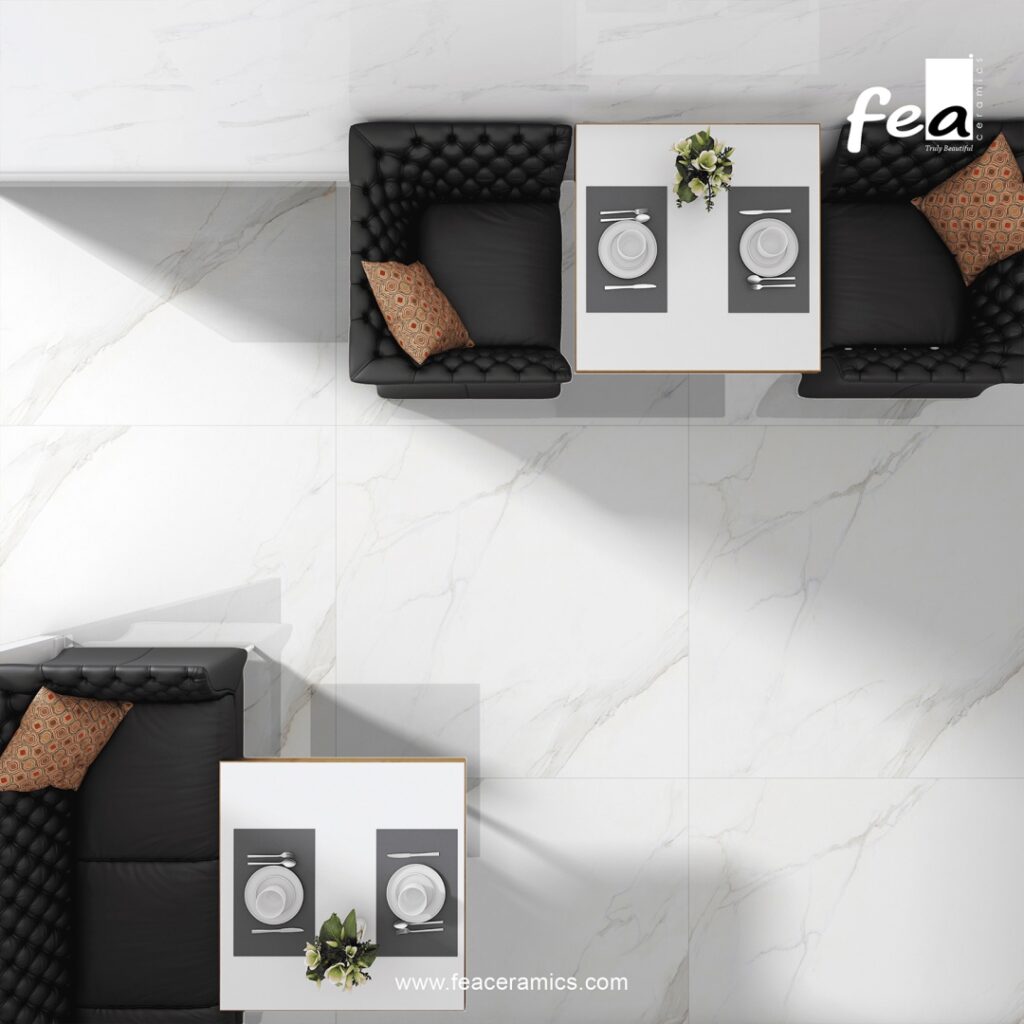 Seamless wall cladding with Fea Ceramics porcelain slab tiles