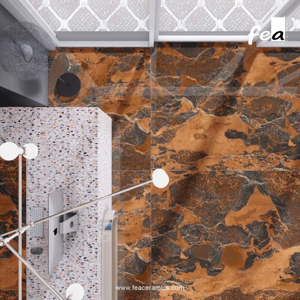 Luxury interior design with Fea Ceramics slab tiles