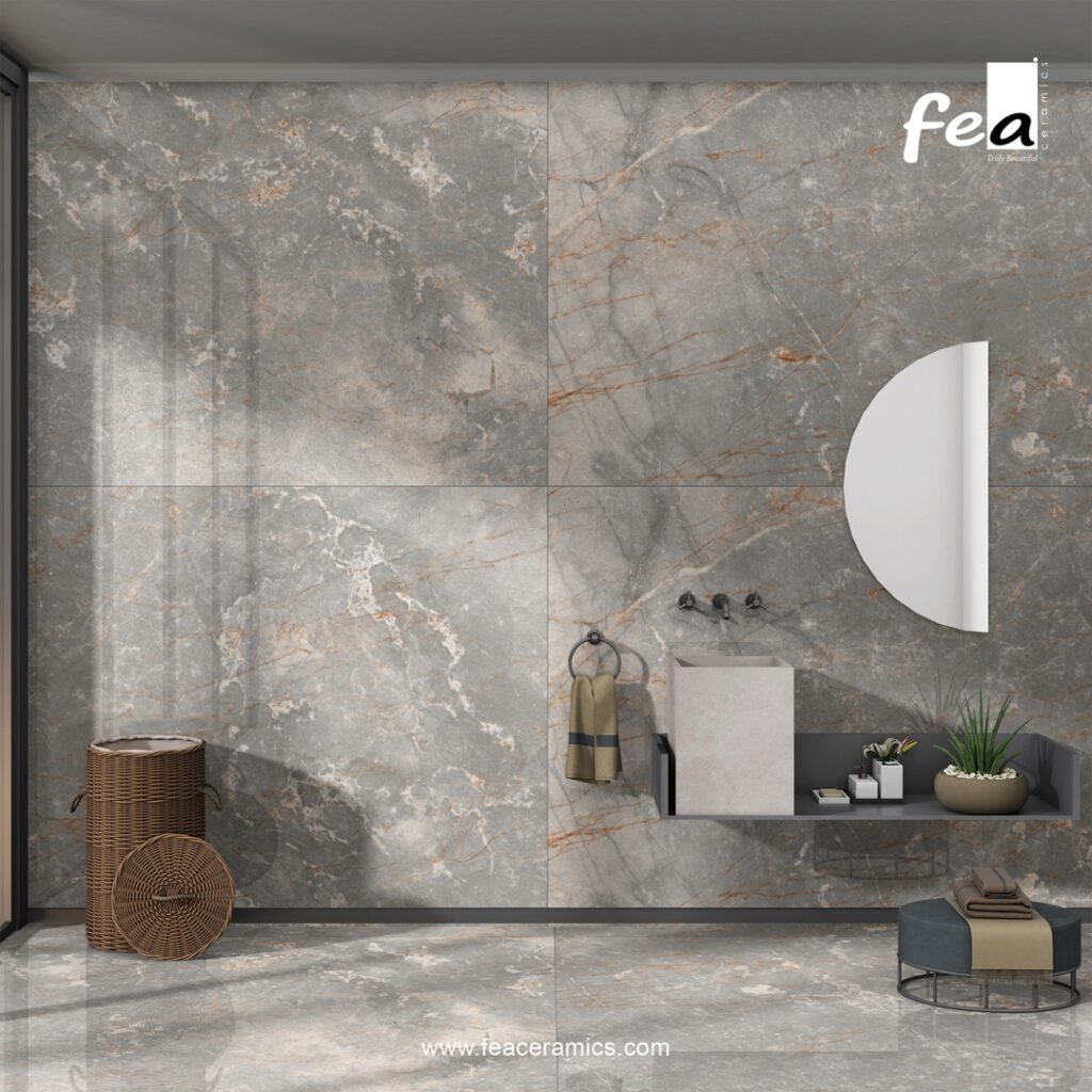 Elegant porcelain slab tile for commercial space