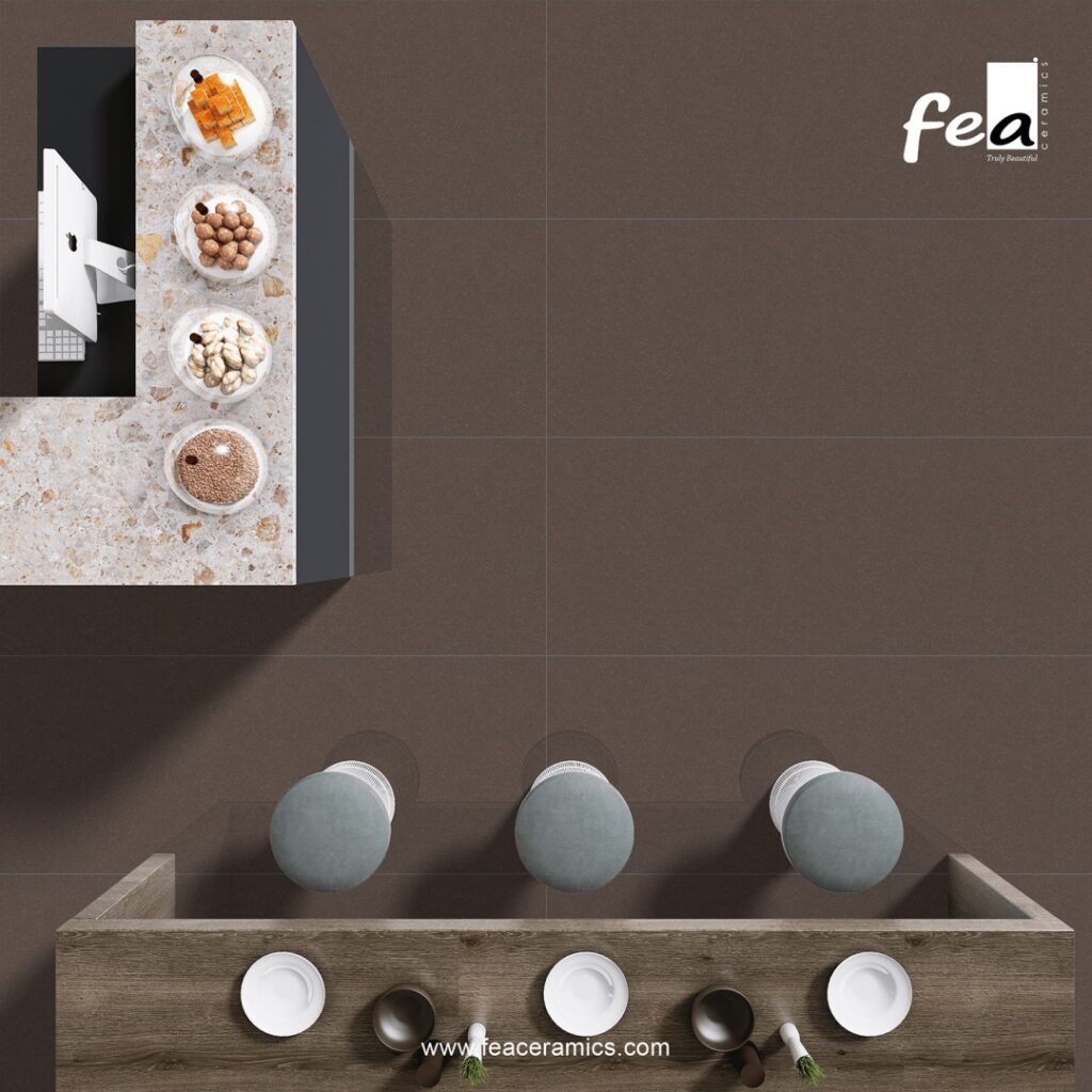 Minimal grout porcelain slab floor installation