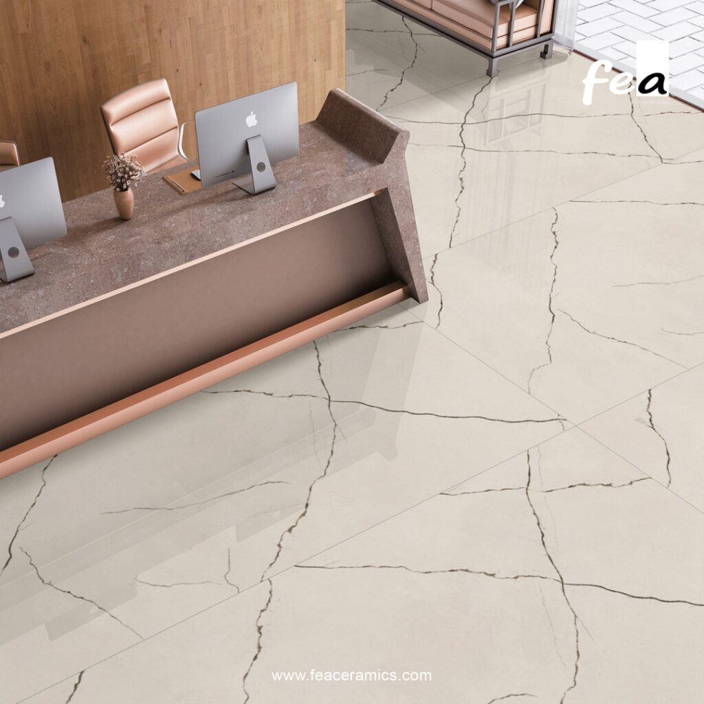 Scratch resistant porcelain slab surface