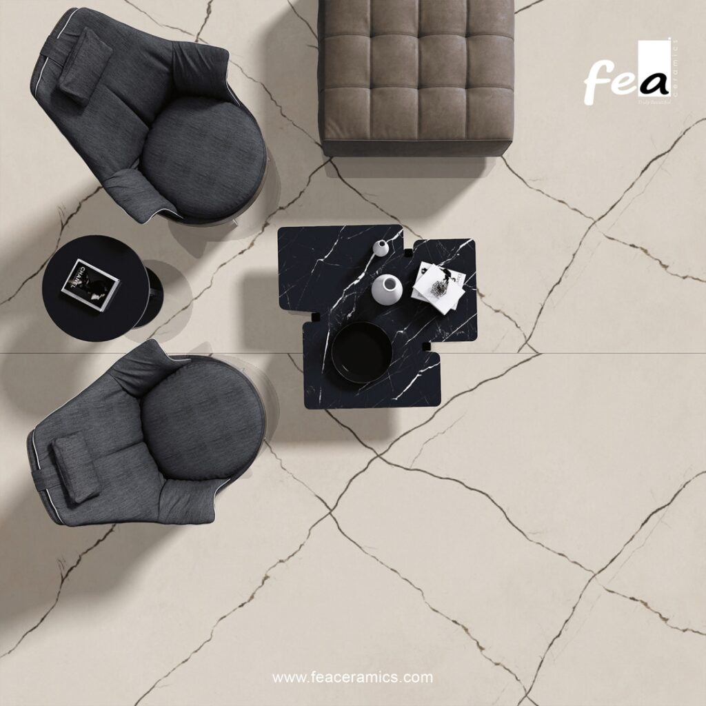 Large porcelain slab tile for hotel lobby flooring